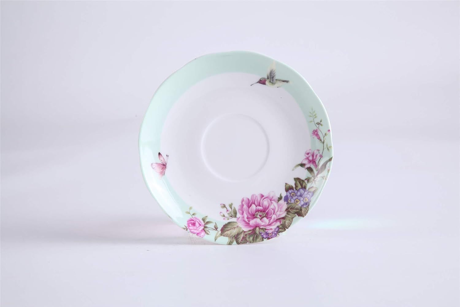 Ensemble de théière, tasse et soucoupe en porcelaine pour une personne à motif floral boîte cadeau