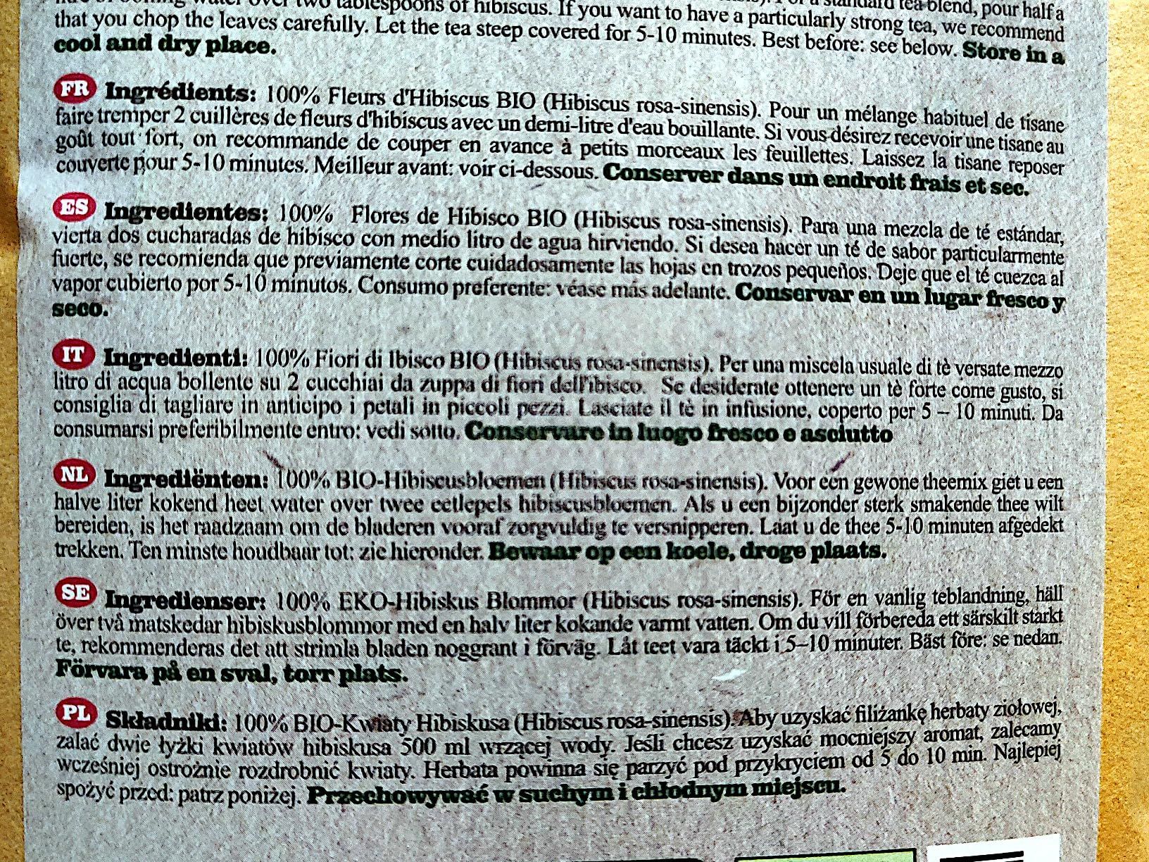 Fleurs d'hibiscus séchées bio pour infusion 250 g