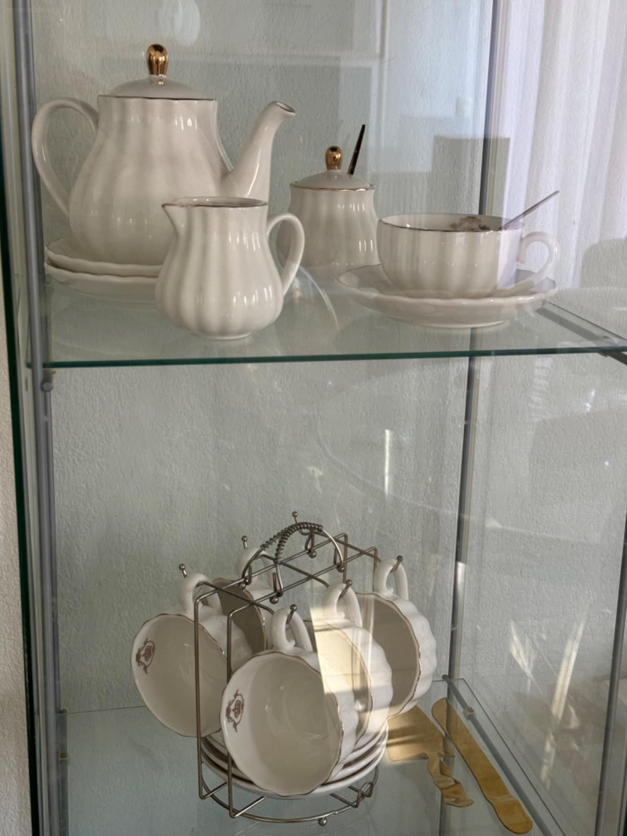 Sweejar Home Service à thé en porcelaine avec tasses et soucoupes Motif famille royale 225 ml blanc