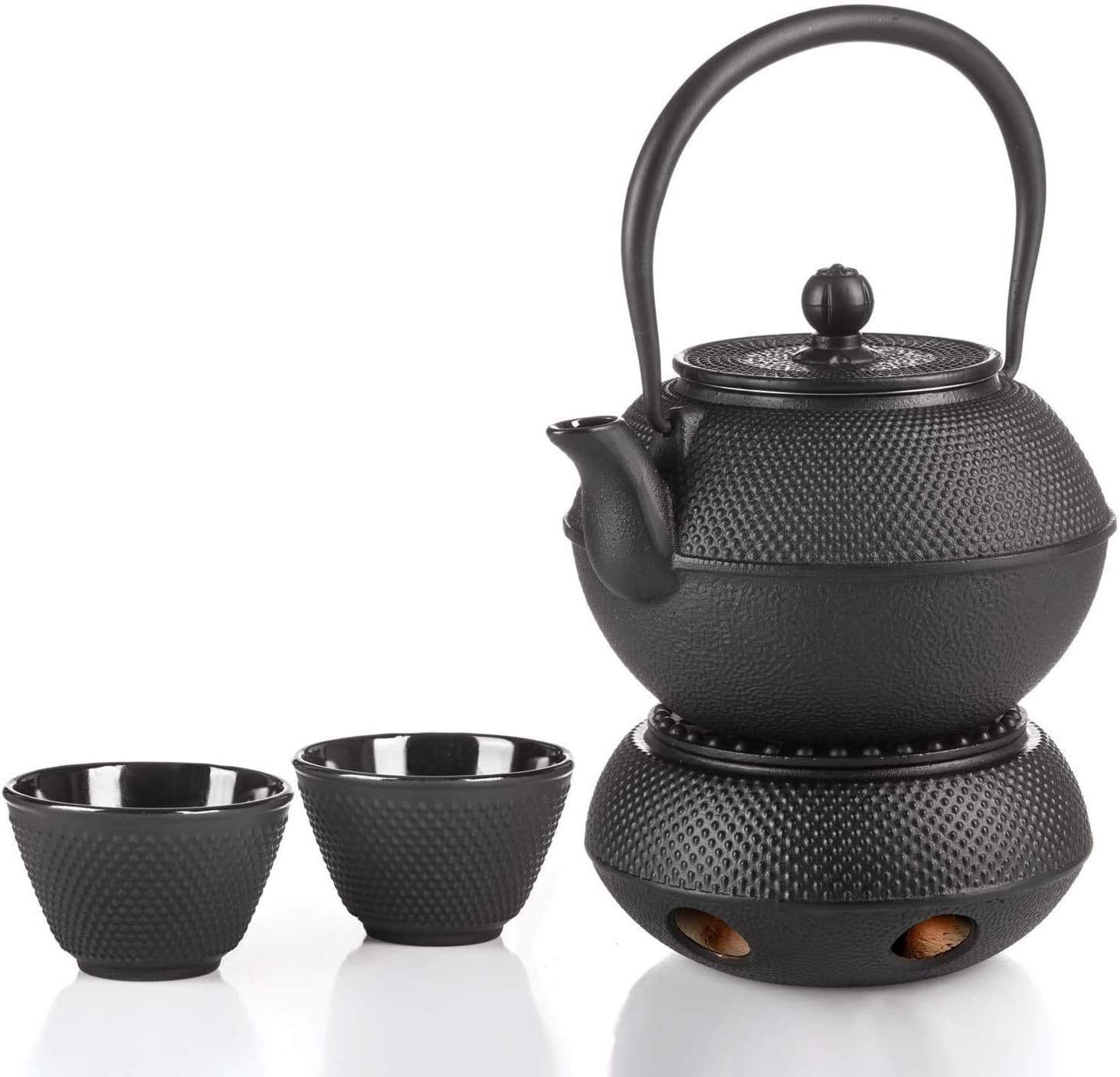 Dimono Service à thé traditionnel en fonte : Théière, chauffe-théière et 2 tasses à thé.