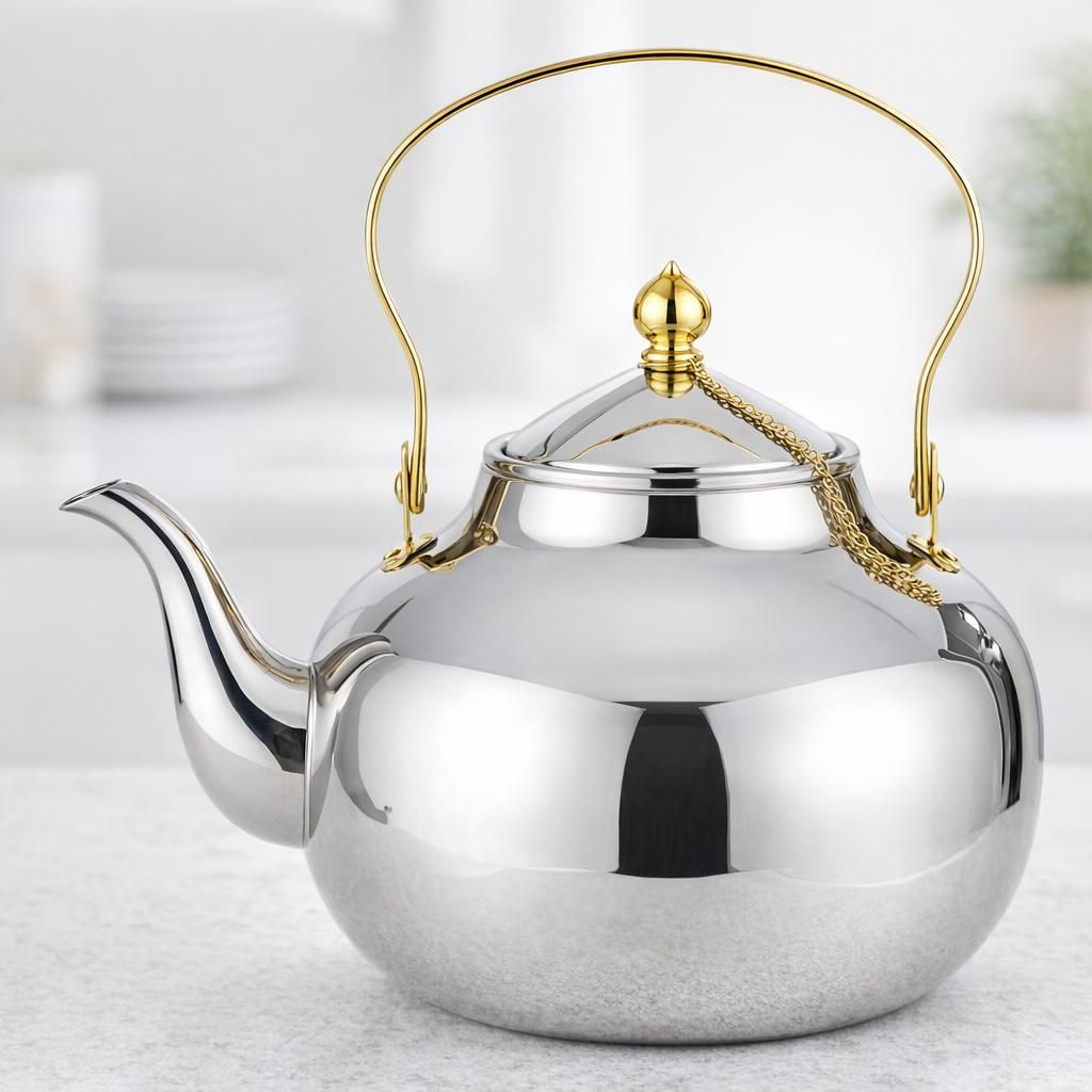 SANQIAHOME Théière de 2 litres en acier inoxydable avec passoire - Un style moderne et minimaliste