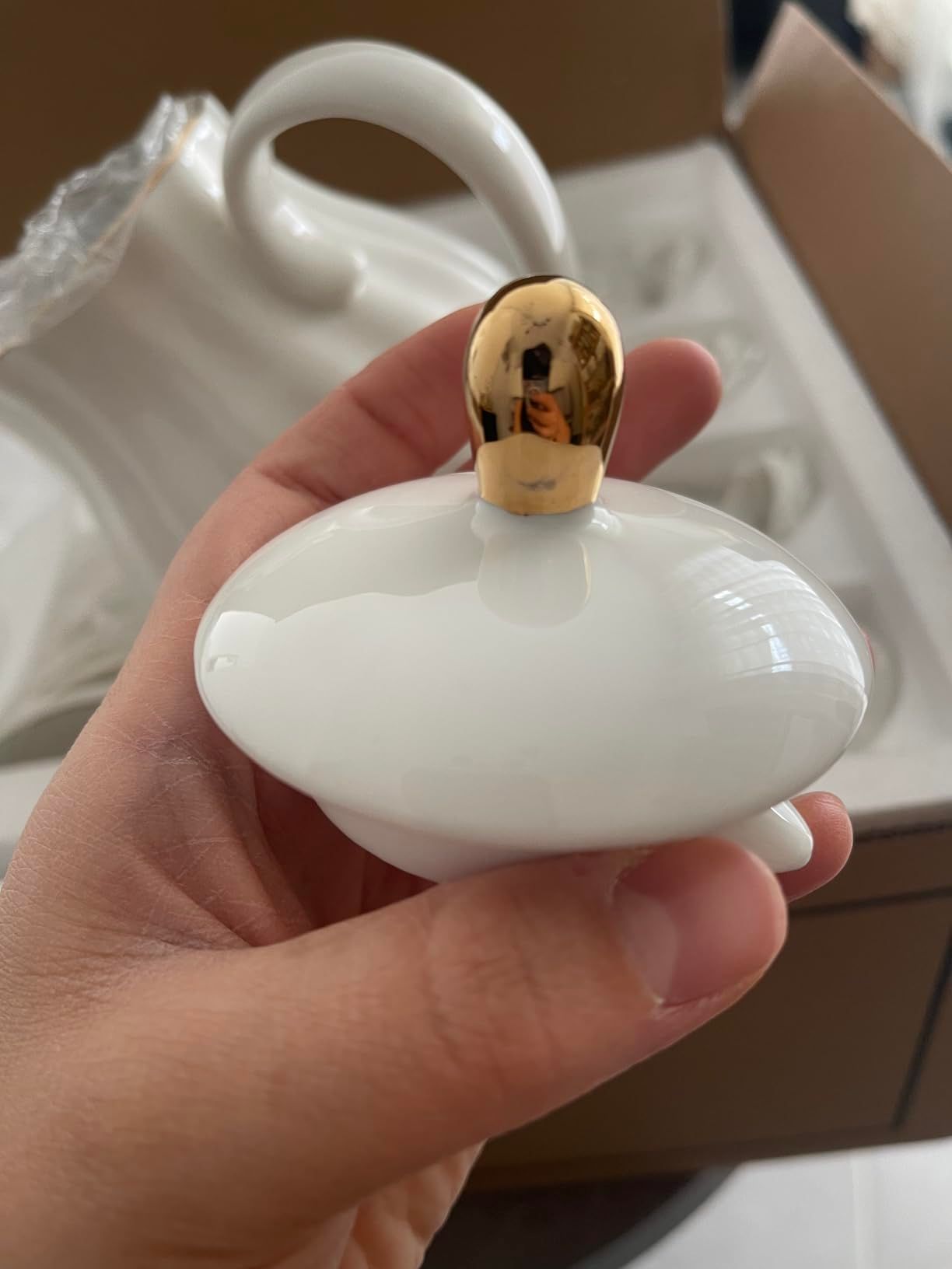 Sweejar Home Service à thé en porcelaine avec tasses et soucoupes Motif famille royale 225 ml blanc