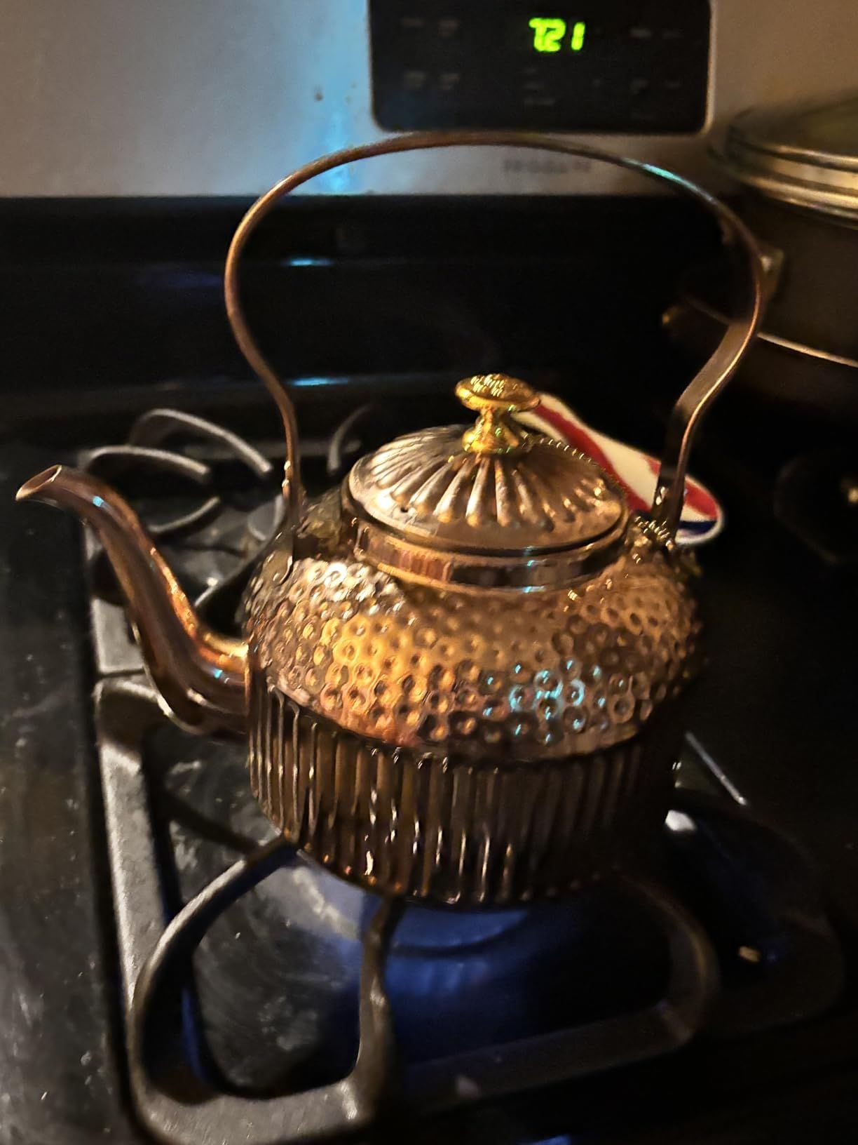 SANQIAHOME 1200ml Théière en acier inoxydable avec infuseur style rétro，Cuivre