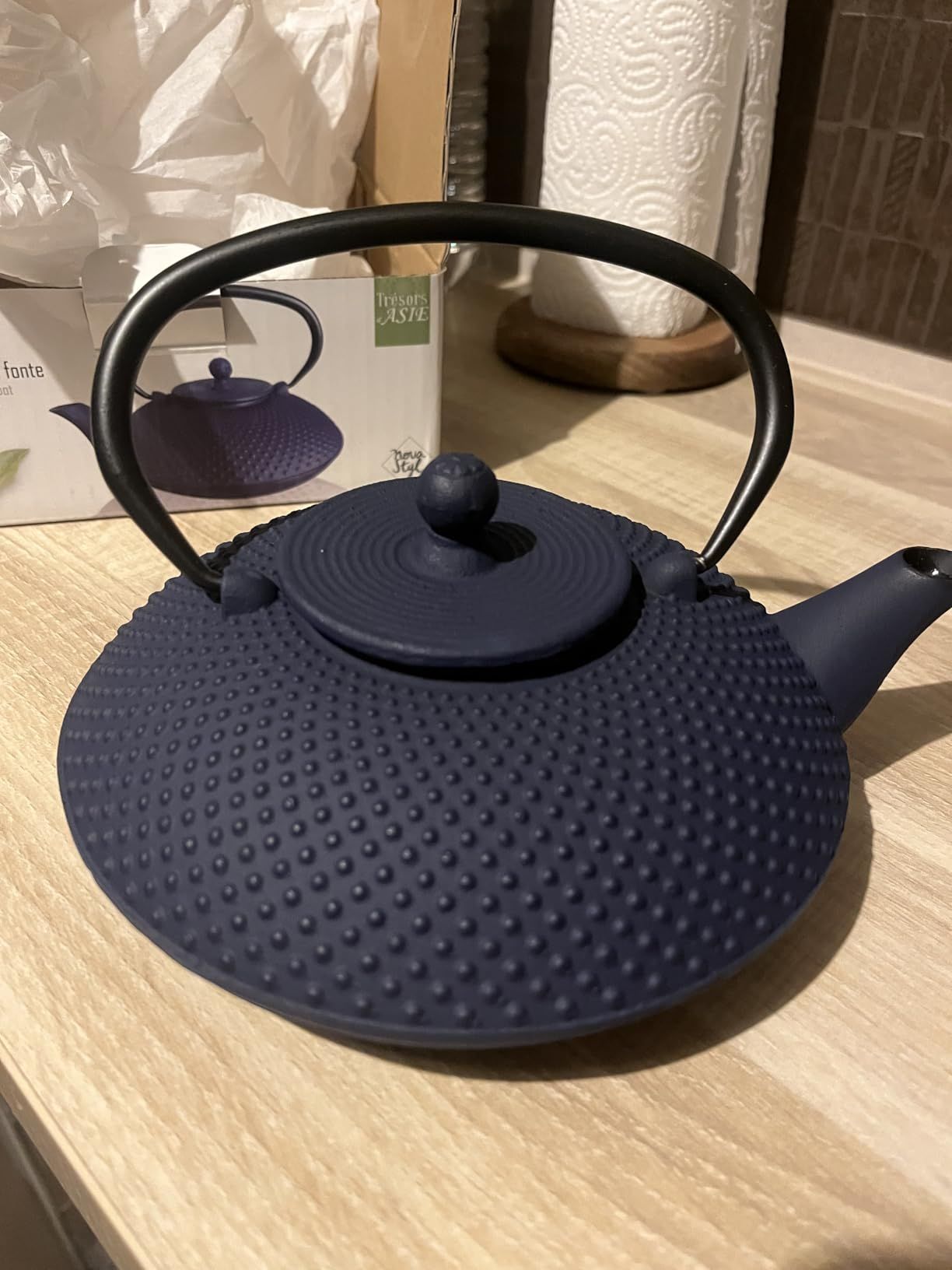 NOVASTYL - Théière en fonte Fuji bleue - 0,8L - Inspiré de l'art japonais - 7321629