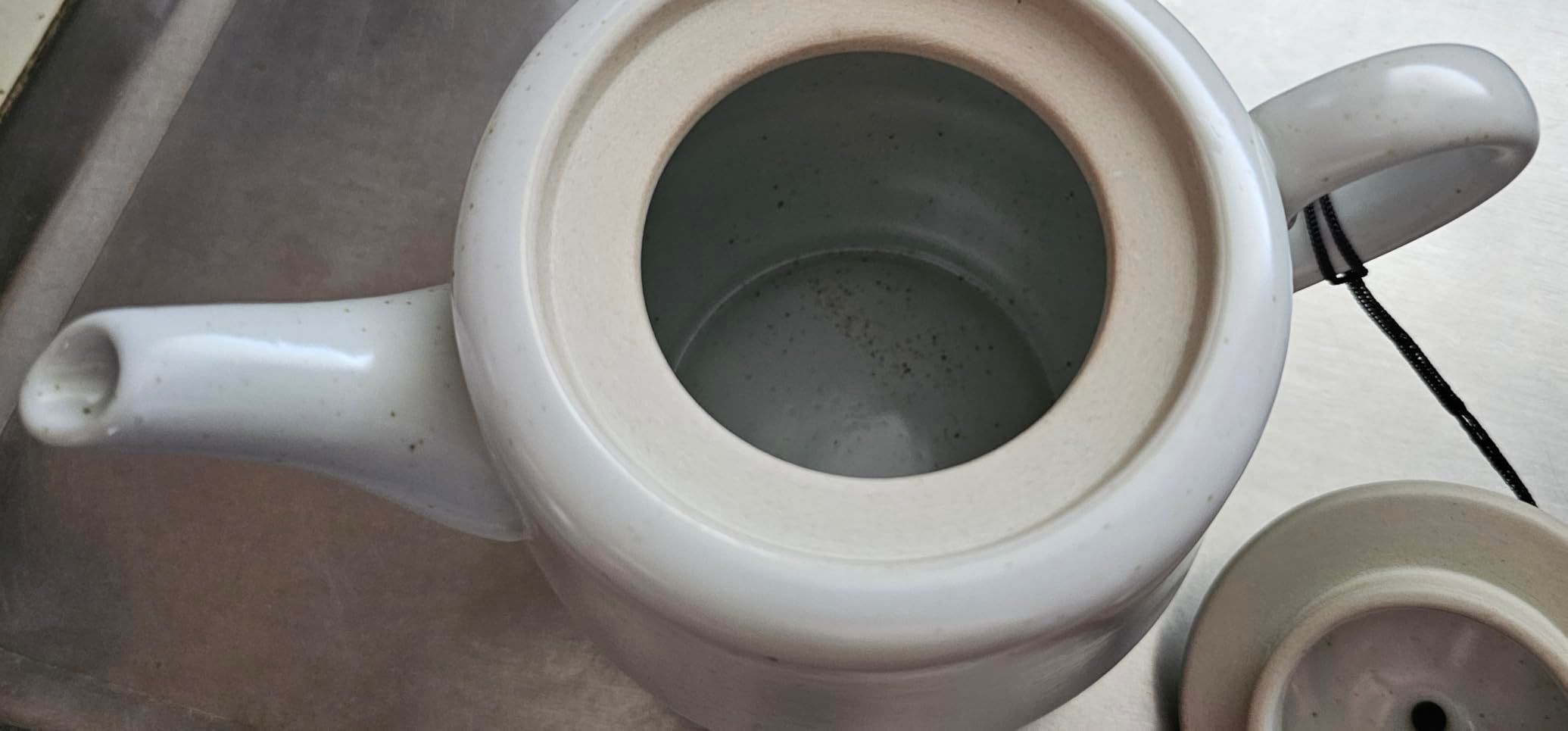 Théière en céramique de style rural avec infuseur en acier inoxydable 473,6 g – Théière en porcelaine fleurie et feuilles mobiles (vert)