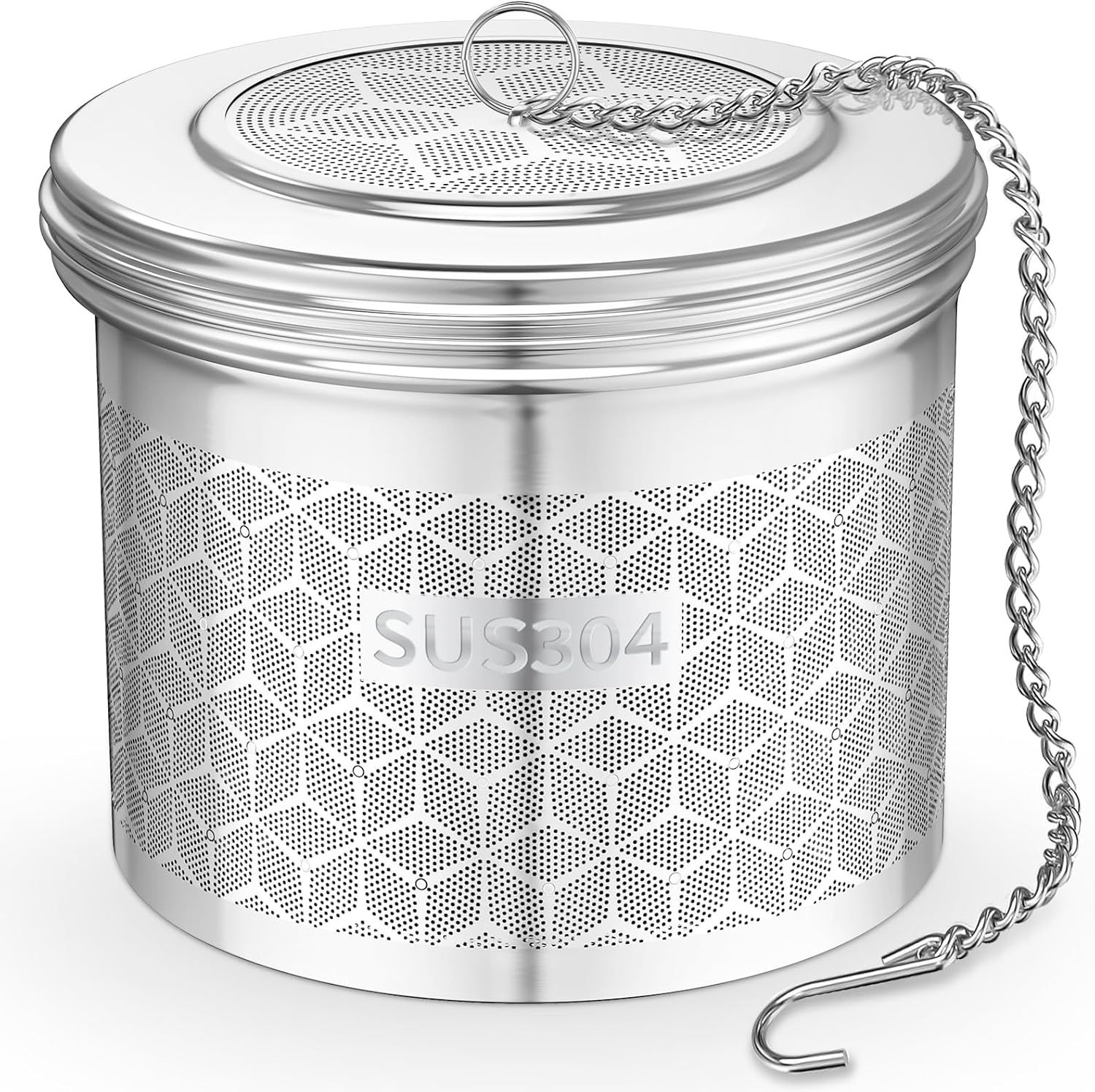 Grande Infuseur Thé, Filtre à Thé Avec Chaîne Rallongée et Crochet en S, Filtre Thé et Passoire à épices Acier Inoxydable 304, Filtre a The Mailles Fines pour Feuilles de Thé, les épices