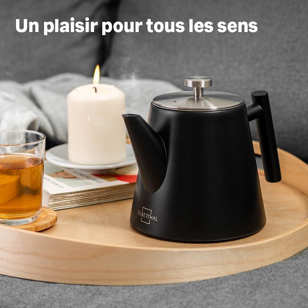 SILBERTHAL Théière avec Filtre Infuseur Amovible - Inox Double Paroi - 1 Litre - Garde la Chaleur