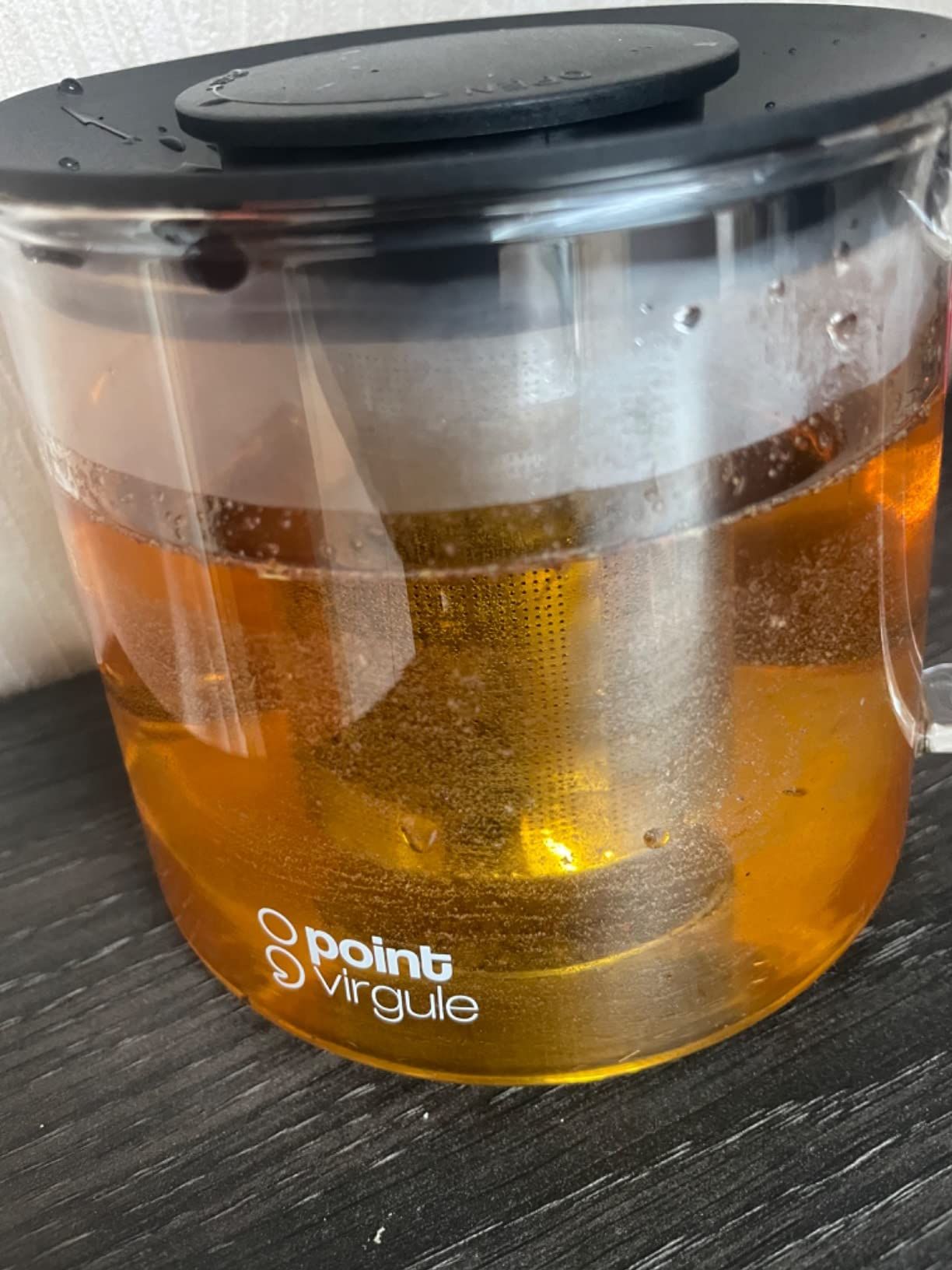 Point-Virgule set de théière nervurée en fonte et 2 tasses revêtement émaillé intérieur Forest Green