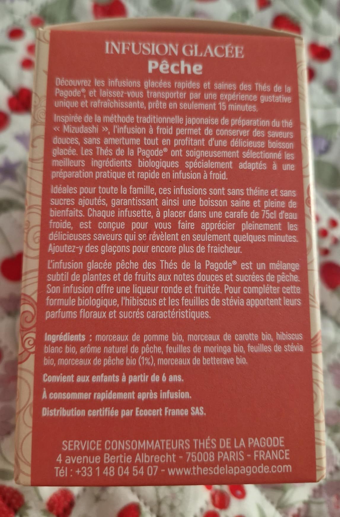 infusion glacée bio pêche sans sucre ajouté thés de la pagode