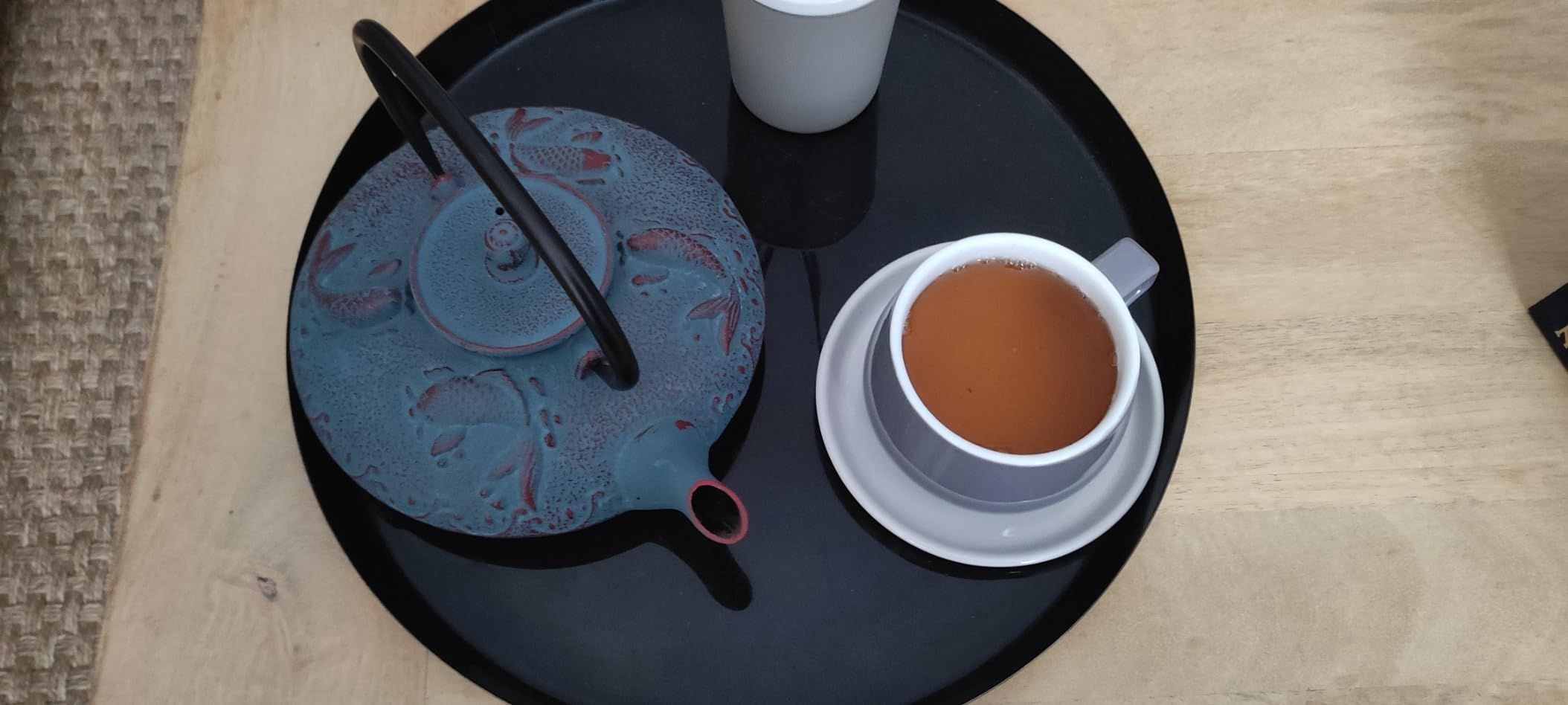 lachineuse - Service à Thé en Fonte Bambou - 1 Théière, 4 Tasses en Fonte & Filtre Infuseur - Capacité 0,8L - Décoration Japonaise Asiatique - Idée Cadeau Vaisselle Japonaise - Coloris Vert