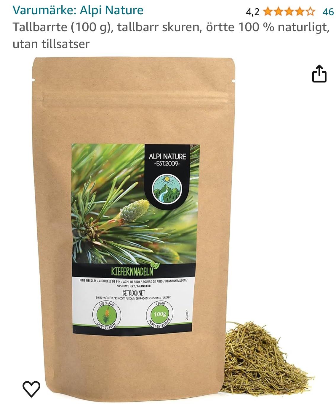 Infusion d'aiguilles de pin séchées 100g