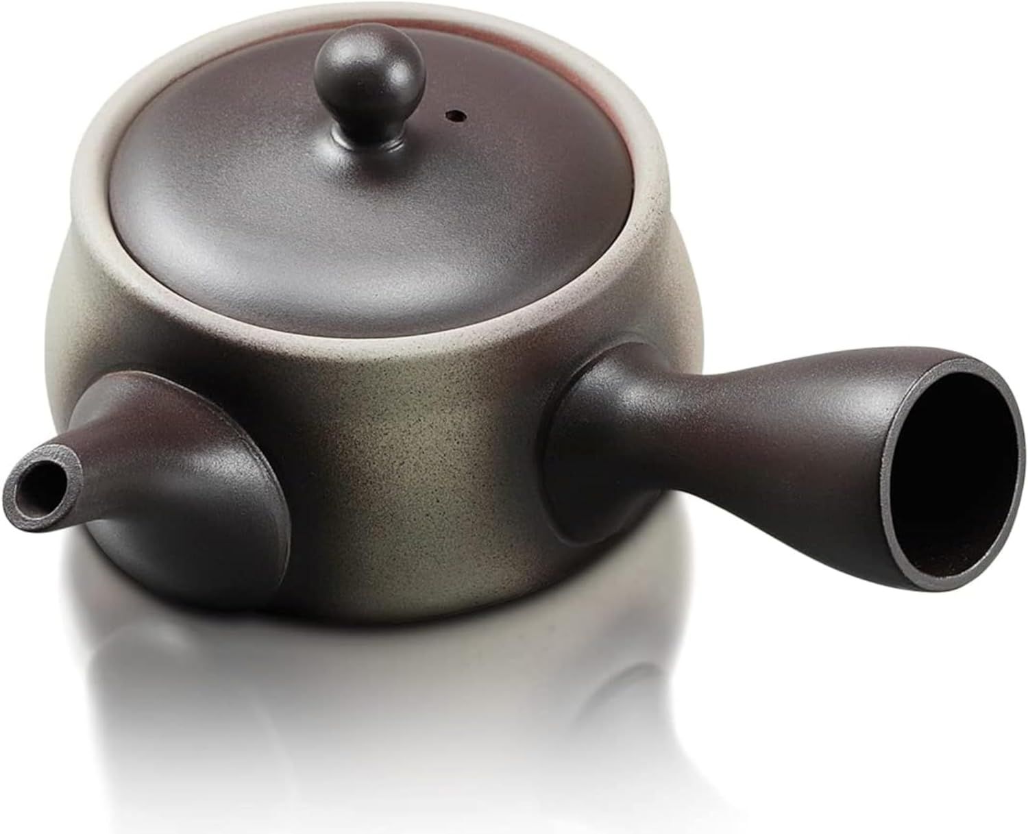 Japanese Green Tea Co. Théière japonaise en argile rouge pour thé vert (255 g) – Théière traditionnelle en argile fabriquée en Tokoname avec motif floral – Système de maille fine pour thé Fukamushi à