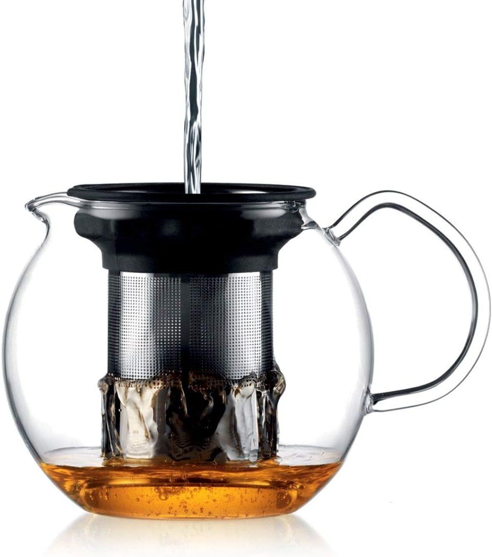 Bodum - 1802-16 - Assam - Théière à Piston en verre - Filtre et Couvercle inox - 1.5 L