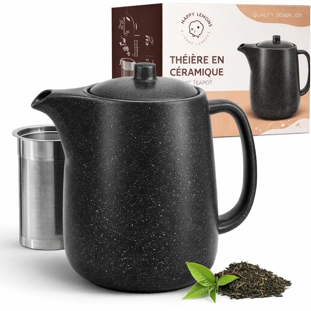 Théière en Céramique Avec Infuseur - Grande Théière de 1,2 L Avec Passoire Pour Thé en Vrac