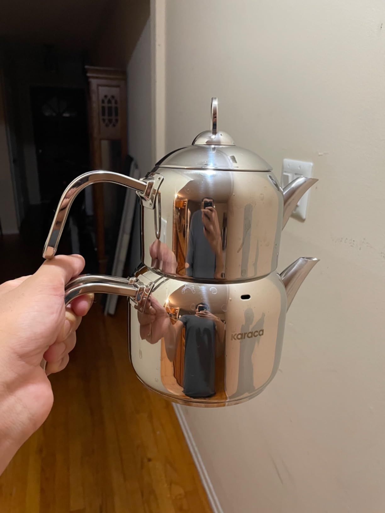 Karaca Manes Mini ensemble de théières en métal - Convient pour théière turque, caydanlik, Demlik, théière turque, thé