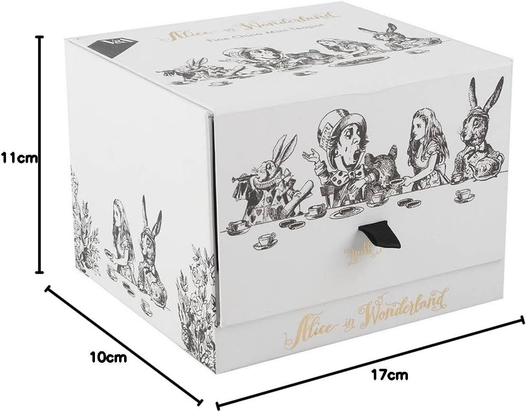 V&A Alice In Wonderland Mini Théière Dans Boîte Cadeau, 450Ml, Blanc