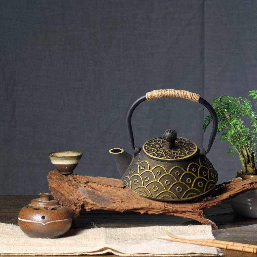 HwaGui Théière en Fonte emaillee Japonaise et Filtre en Acier Inoxydable, écailles de Poisson Classiques 800 ML / 25 oz