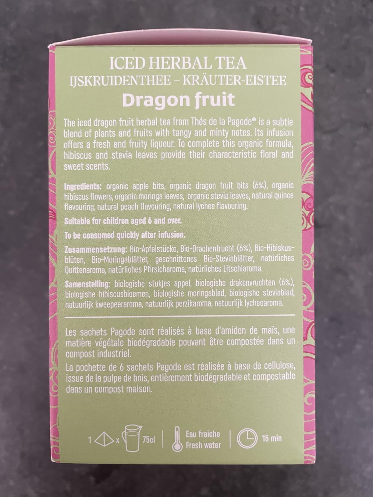 infusion glacée bio pêche sans sucre ajouté thés de la pagode