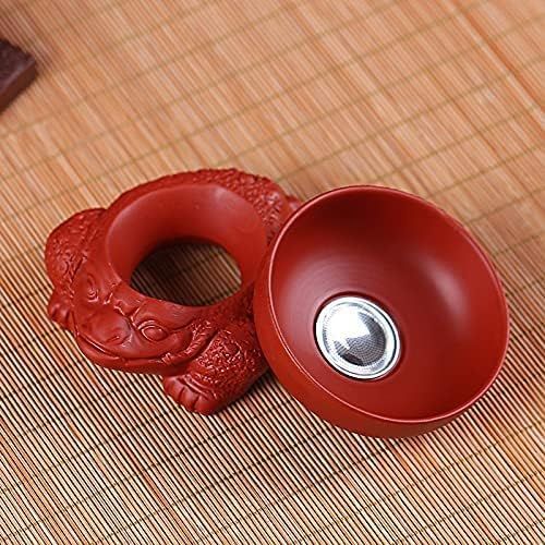 Zisha Kung fu Théière en céramique violette faite à la main Motif crapaud chinois Violet