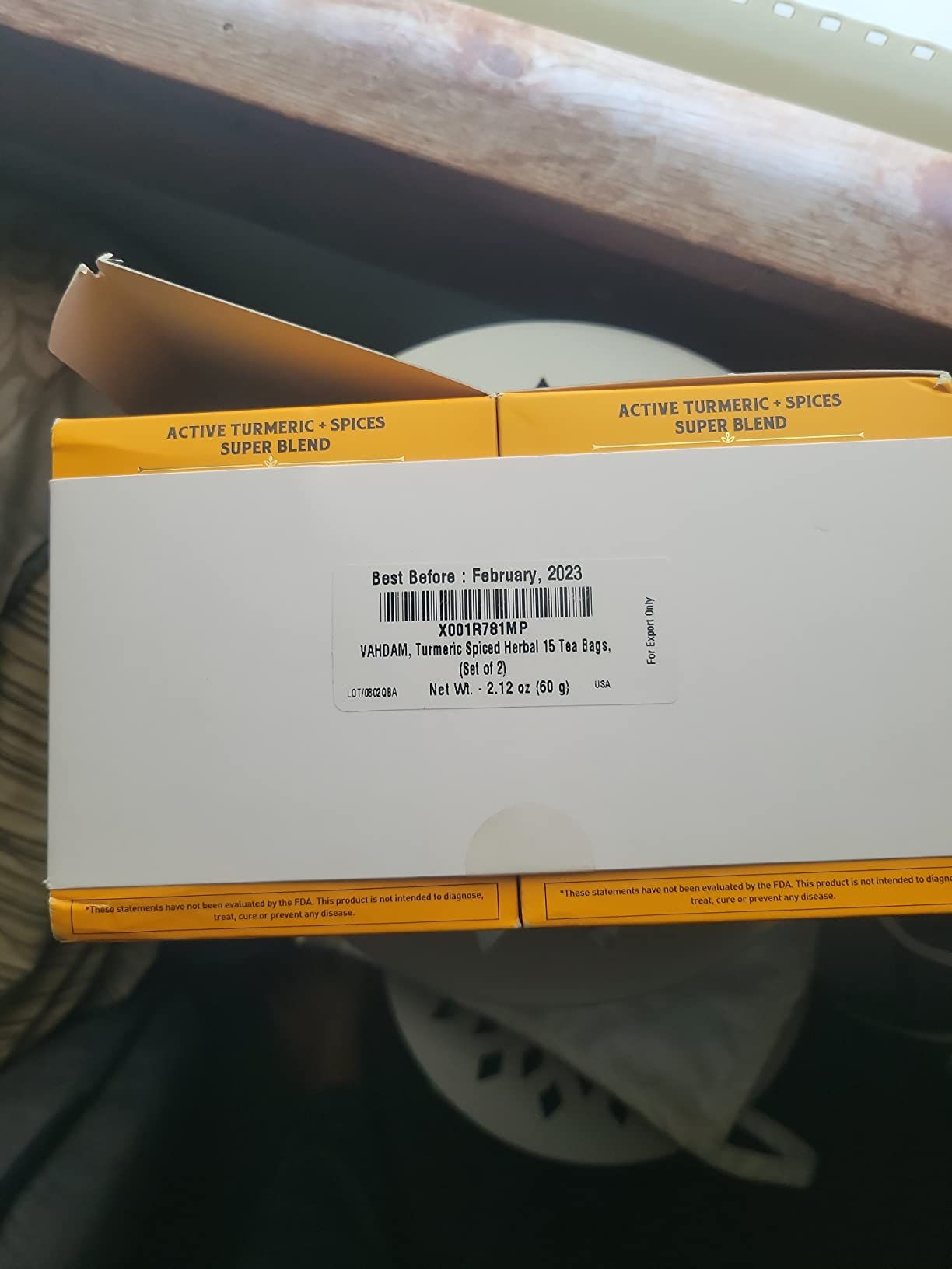 Tisane curcuma et épices Vahdam sans caféine