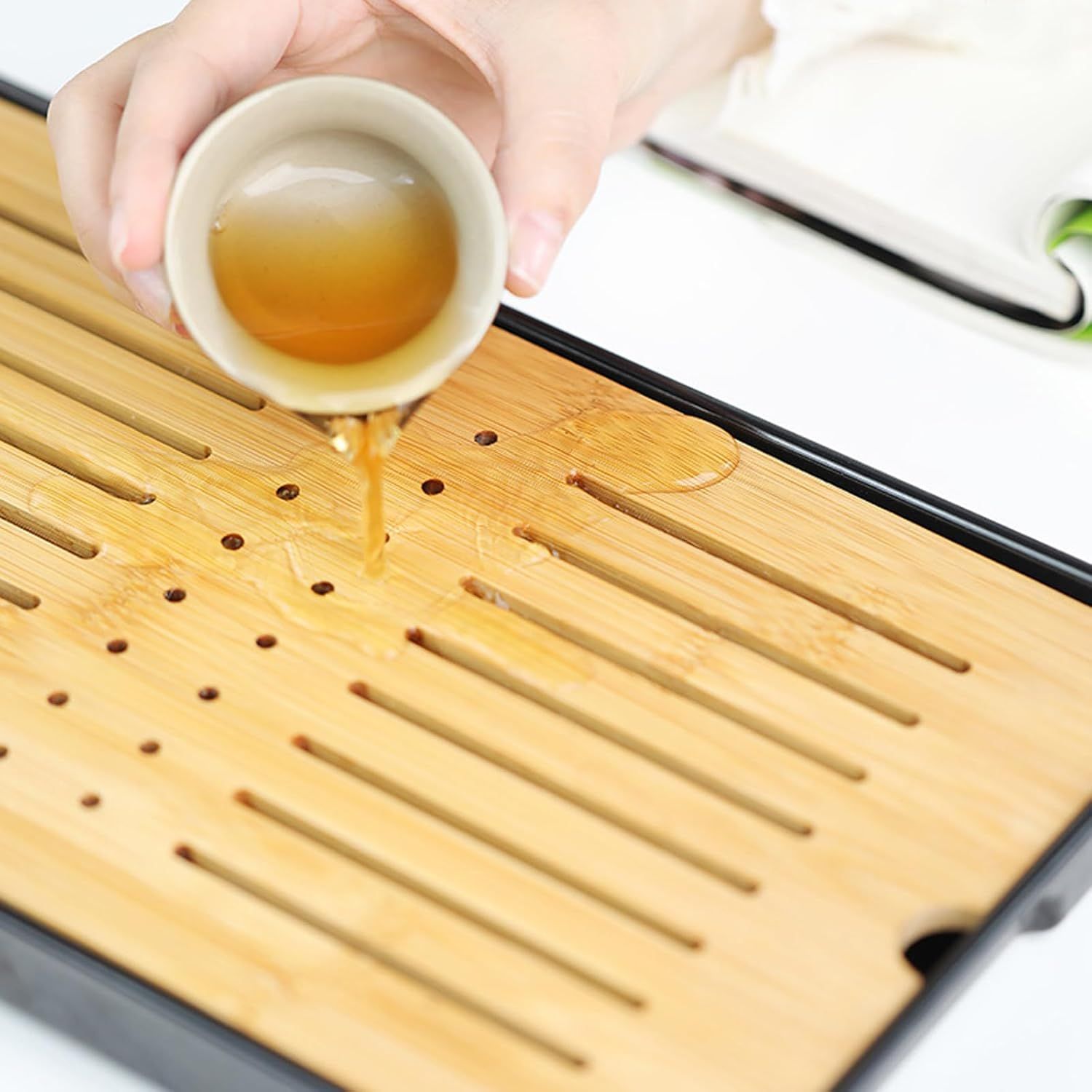 14 Pièces Thé Complet - Service à thé en Porcelaine avec et Plateau, Service à thé Japonais, Service à thé chinois pour Thé en Vrac,6 Tasses en Céramique Isolées de 120 ml,220ml Théière Thés à Fleurs