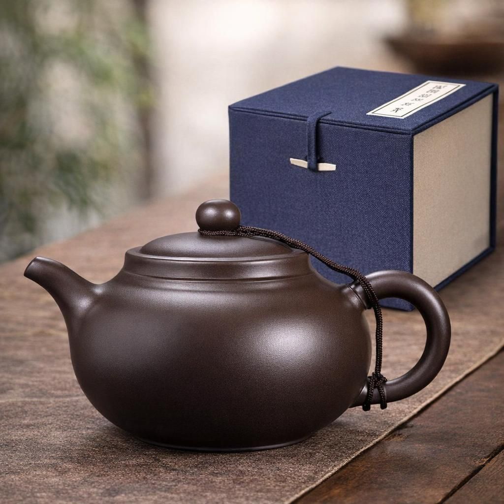 Grande Théière Chinoise en Argile 400 ML, Yixing Zisha Théières, Theiere Chinoise Terre Cuite, Faite à la Main Bouilloire en Argile Violet Kung Fu avec Boîte