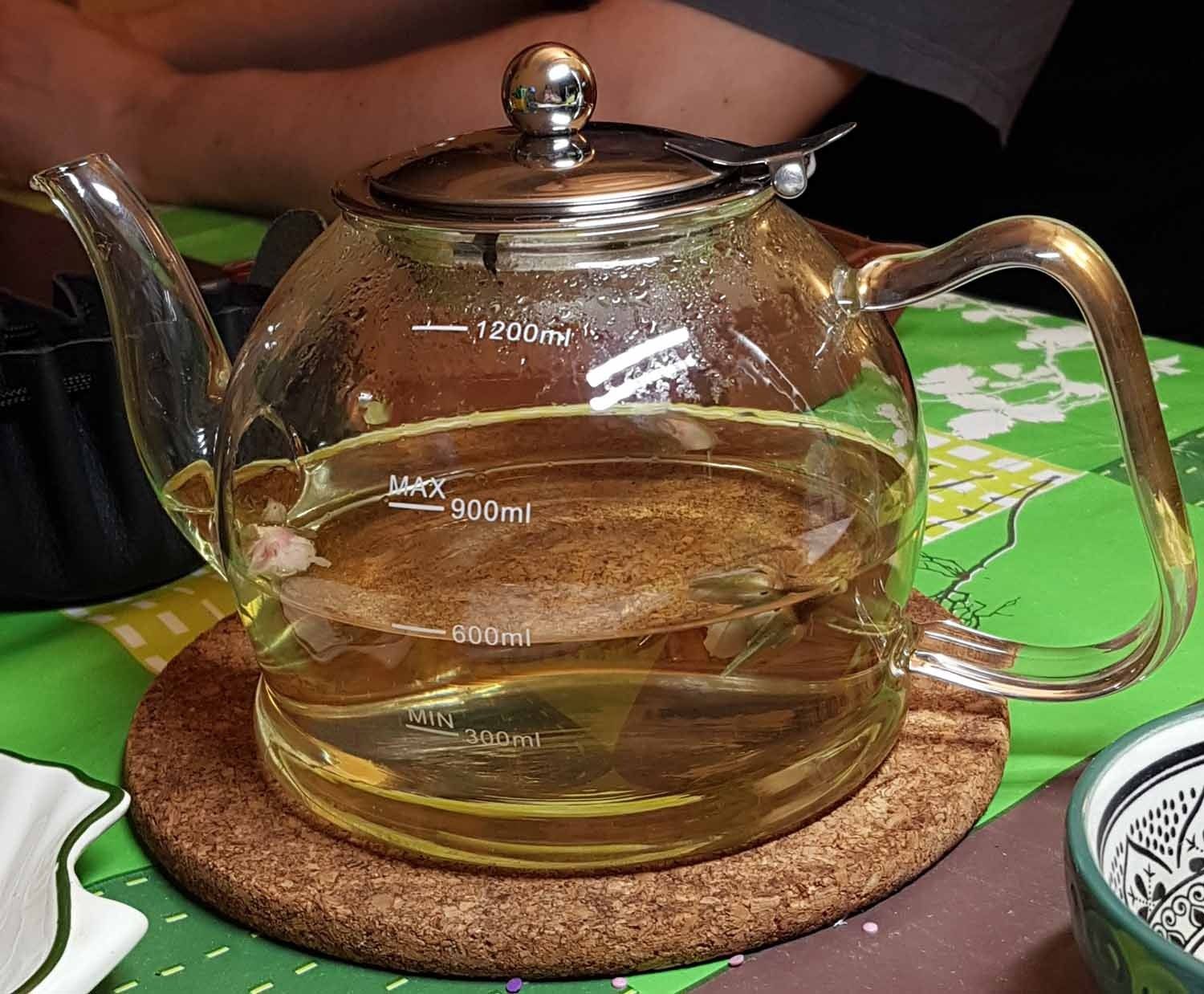 1200ml Theiere en Verre Borosilicate avec Infuseur, Pots à thé en Vrac, Coffre-fort pour Cuisinière