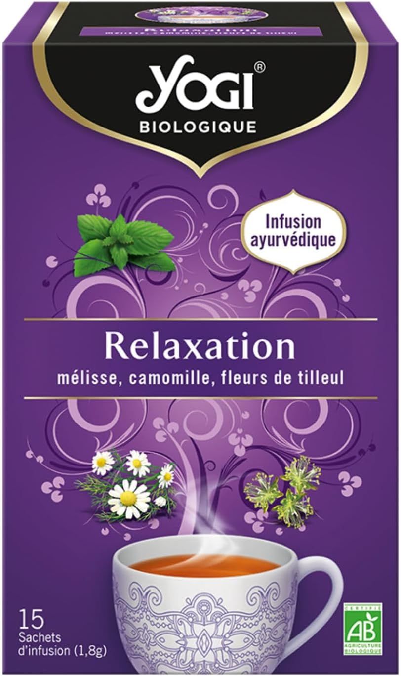 Infusion bio relaxation Yogi Tea mélisse, camomille et tilleul