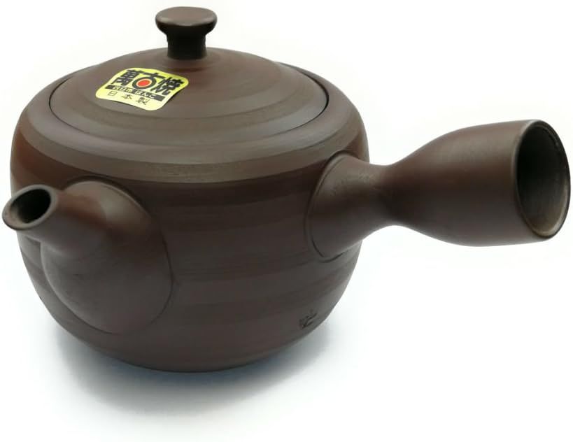 Kyusu Kyusu Théière japonaise en céramique, 270 ml, en céramique, avec poignée latérale et infuseur intégré en acier inoxydable, pour préparation du thé vert, marron