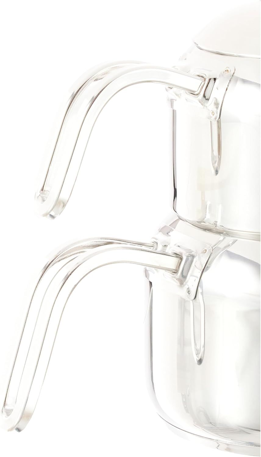 Karaca Manes Mini ensemble de théières en métal - Convient pour théière turque, caydanlik, Demlik, théière turque, thé